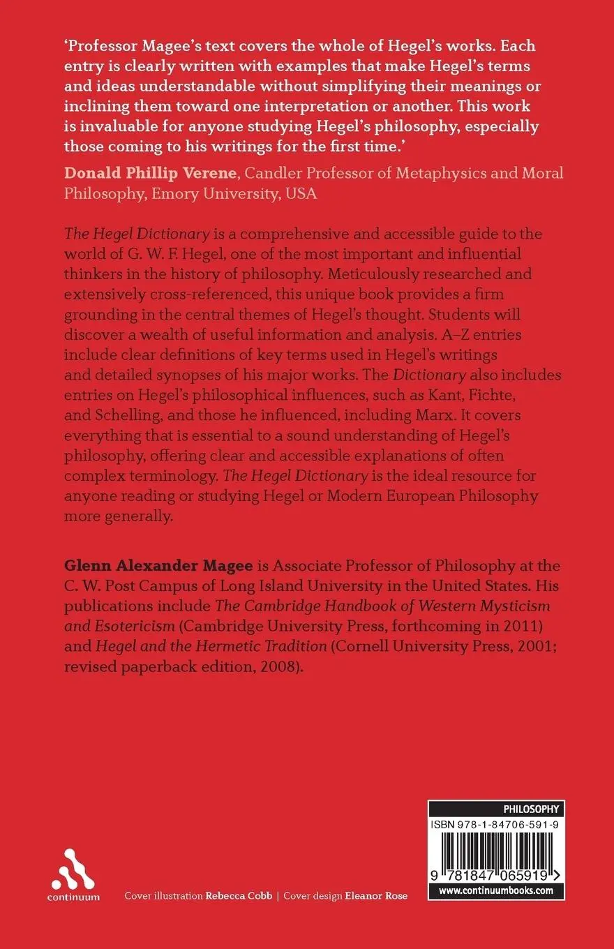 Rückseite: 9781847065919 | The Hegel Dictionary | Glenn Alexander Magee | Taschenbuch | Englisch