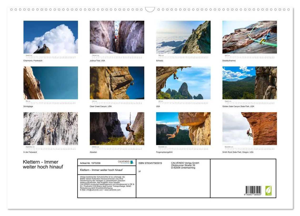 Bild: 9783457565919 | Klettern - Immer weiter hoch hinauf (Wandkalender 2026 DIN A2...