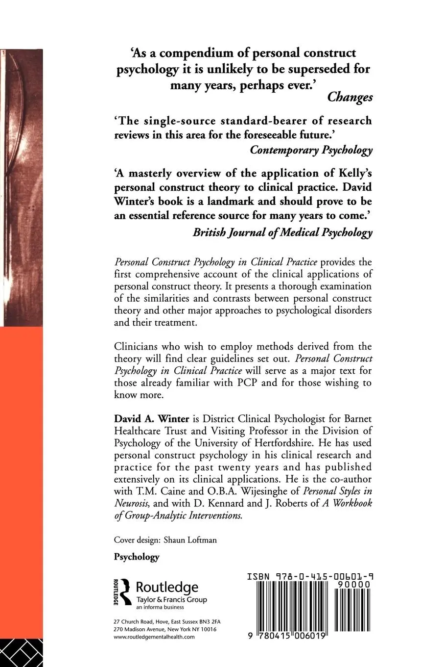 Rückseite: 9780415006019 | Personal Construct Psychology in Clinical Practice | David Winter