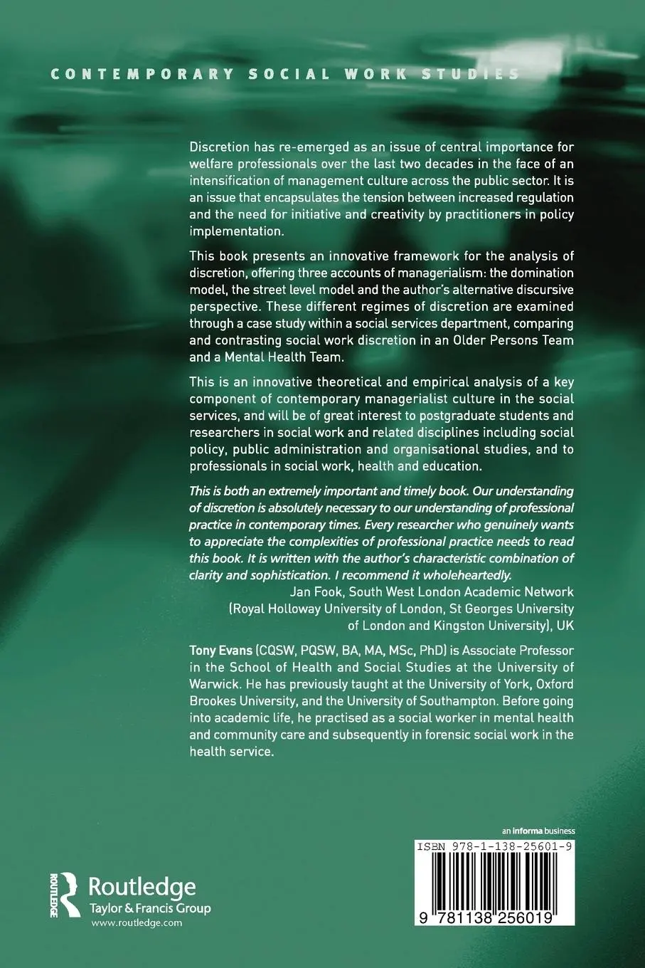Rückseite: 9781138256019 | Professional Discretion in Welfare Services | Tony Evans | Taschenbuch