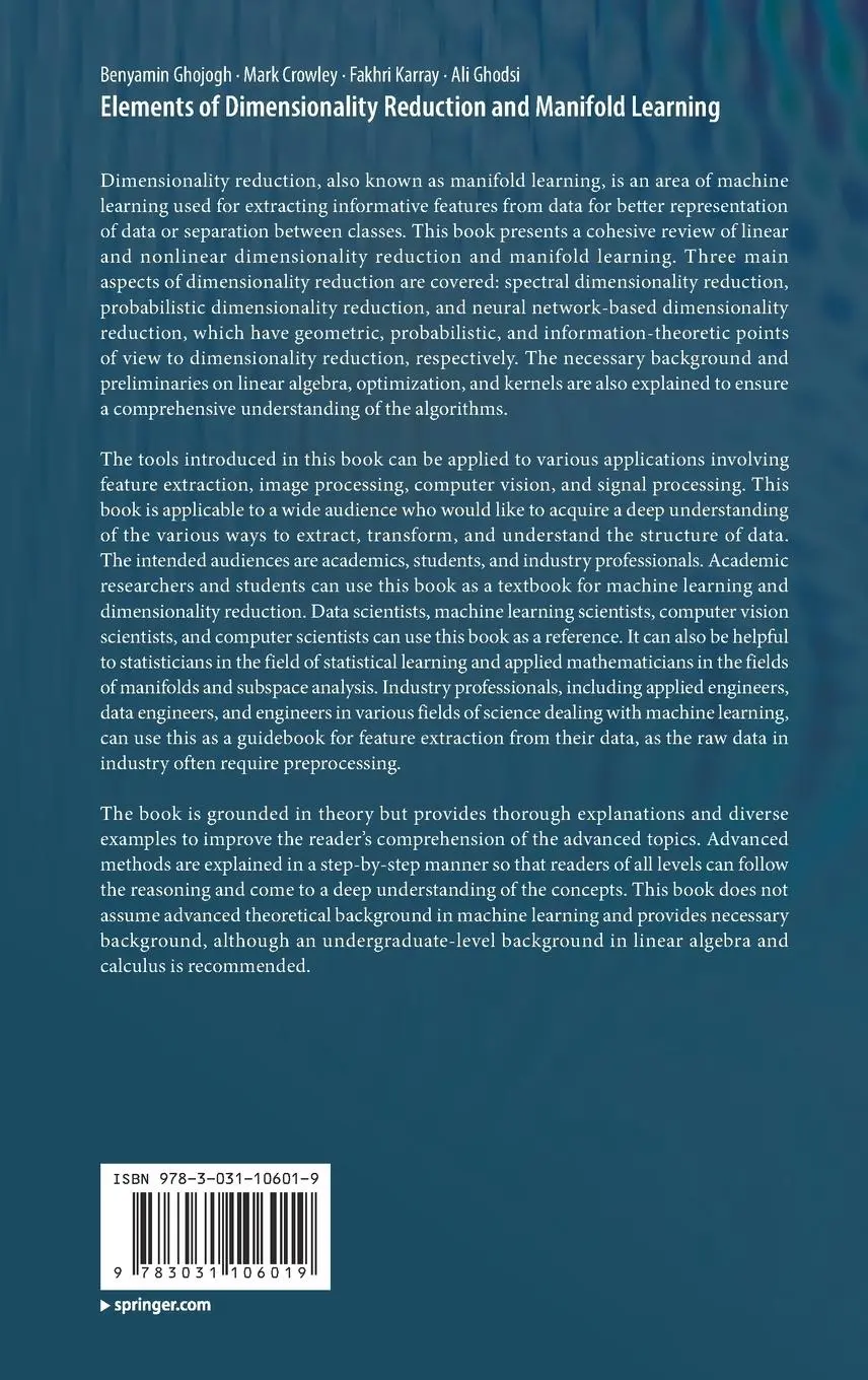 Rückseite: 9783031106019 | Elements of Dimensionality Reduction and Manifold Learning | Buch