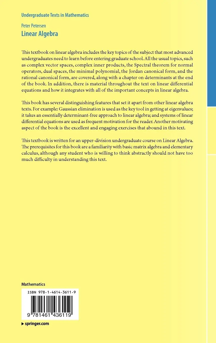 Rückseite: 9781461436119 | Linear Algebra | Peter Petersen | Buch | x | Englisch | 2012