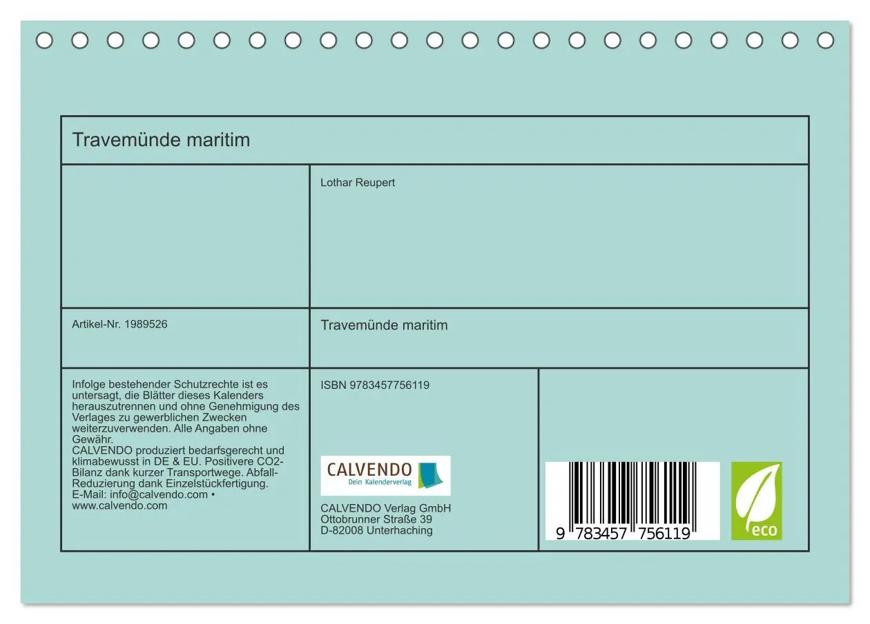 Bild: 9783457756119 | Travemünde maritim (Tischkalender 2026 DIN A5 quer), CALVENDO...