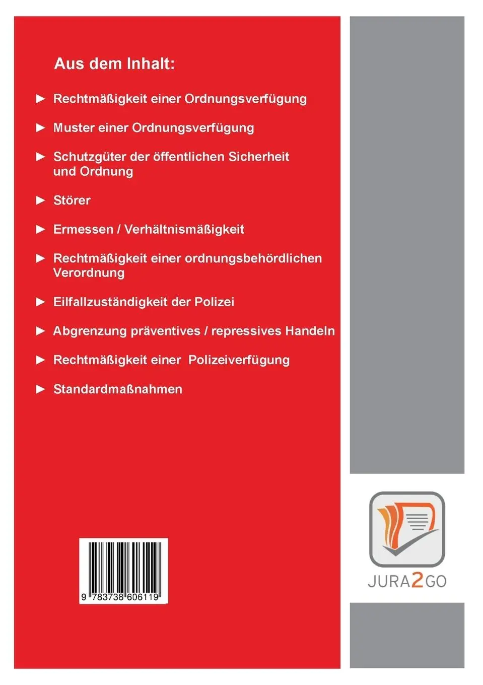 Rückseite: 9783738606119 | Polizei- und Ordnungsrecht NRW | Basiswissen &amp; Prüfungsschemata | Buch