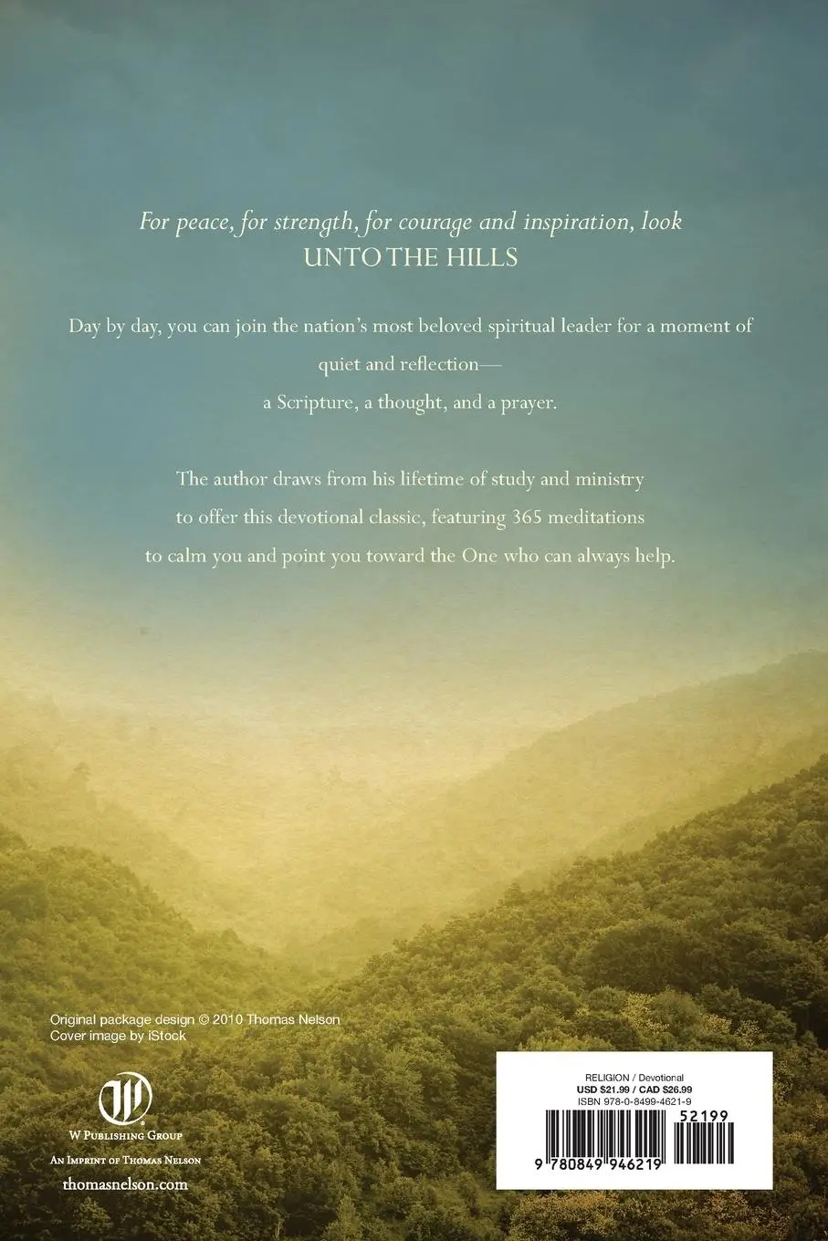 Rückseite: 9780849946219 | Unto the Hills | A Daily Devotional | Billy Graham | Taschenbuch