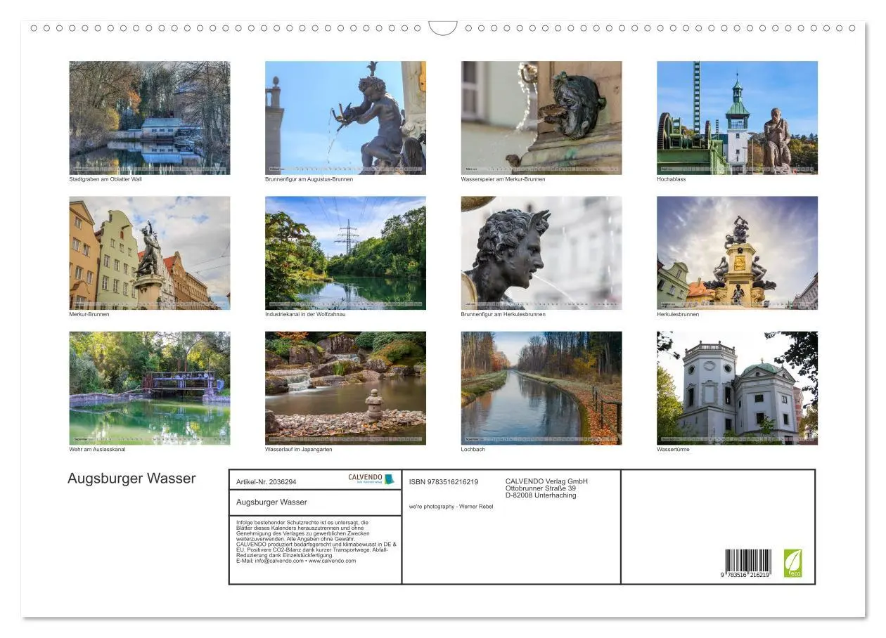 Bild: 9783516216219 | Augsburger Wasser (Wandkalender 2026 DIN A2 quer), CALVENDO...