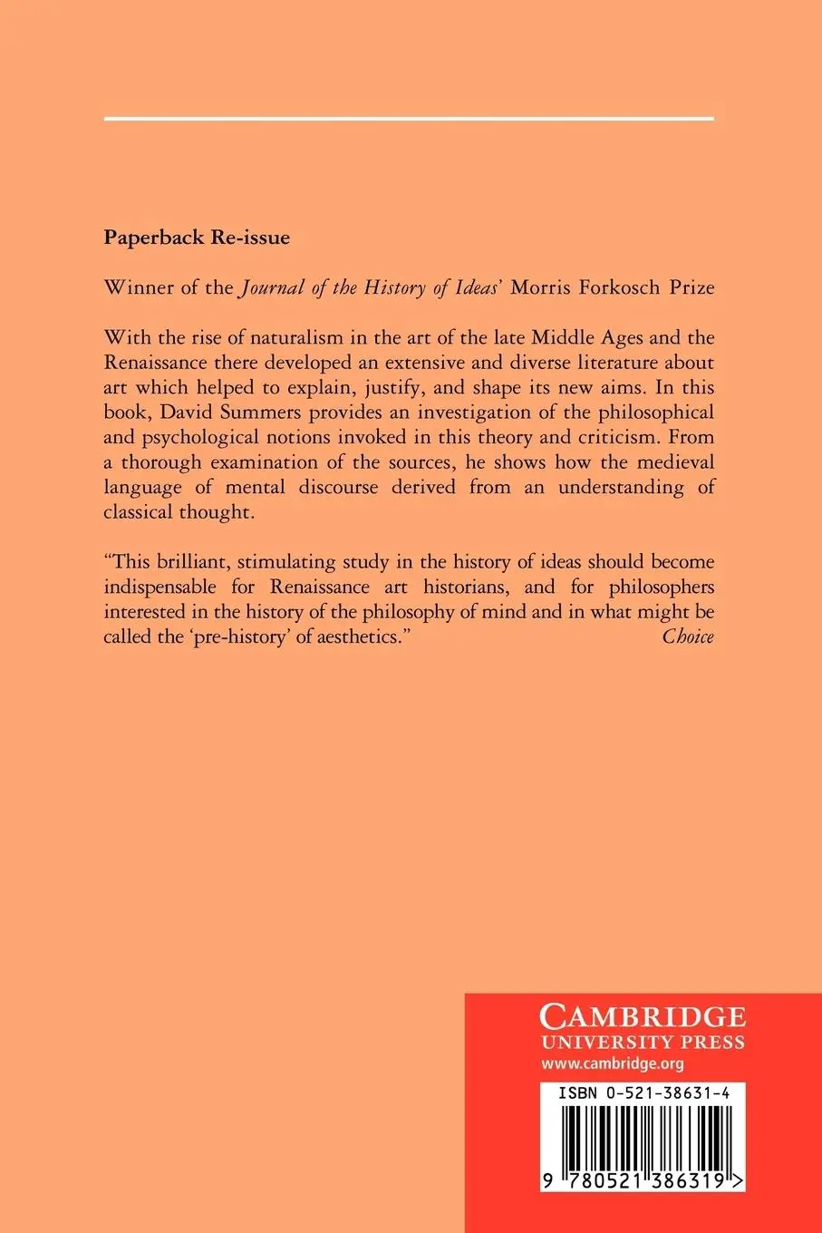 Rückseite: 9780521386319 | The Judgment of Sense | David Summers | Taschenbuch | Englisch | 2007