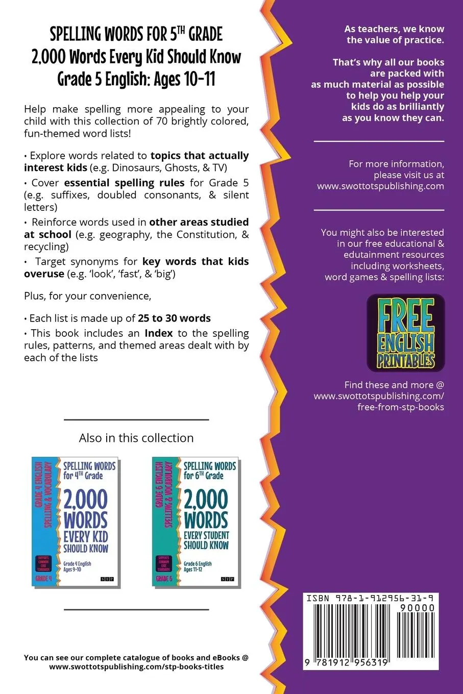 Rückseite: 9781912956319 | Spelling Words for 5th Grade | Stp Books | Taschenbuch | Englisch