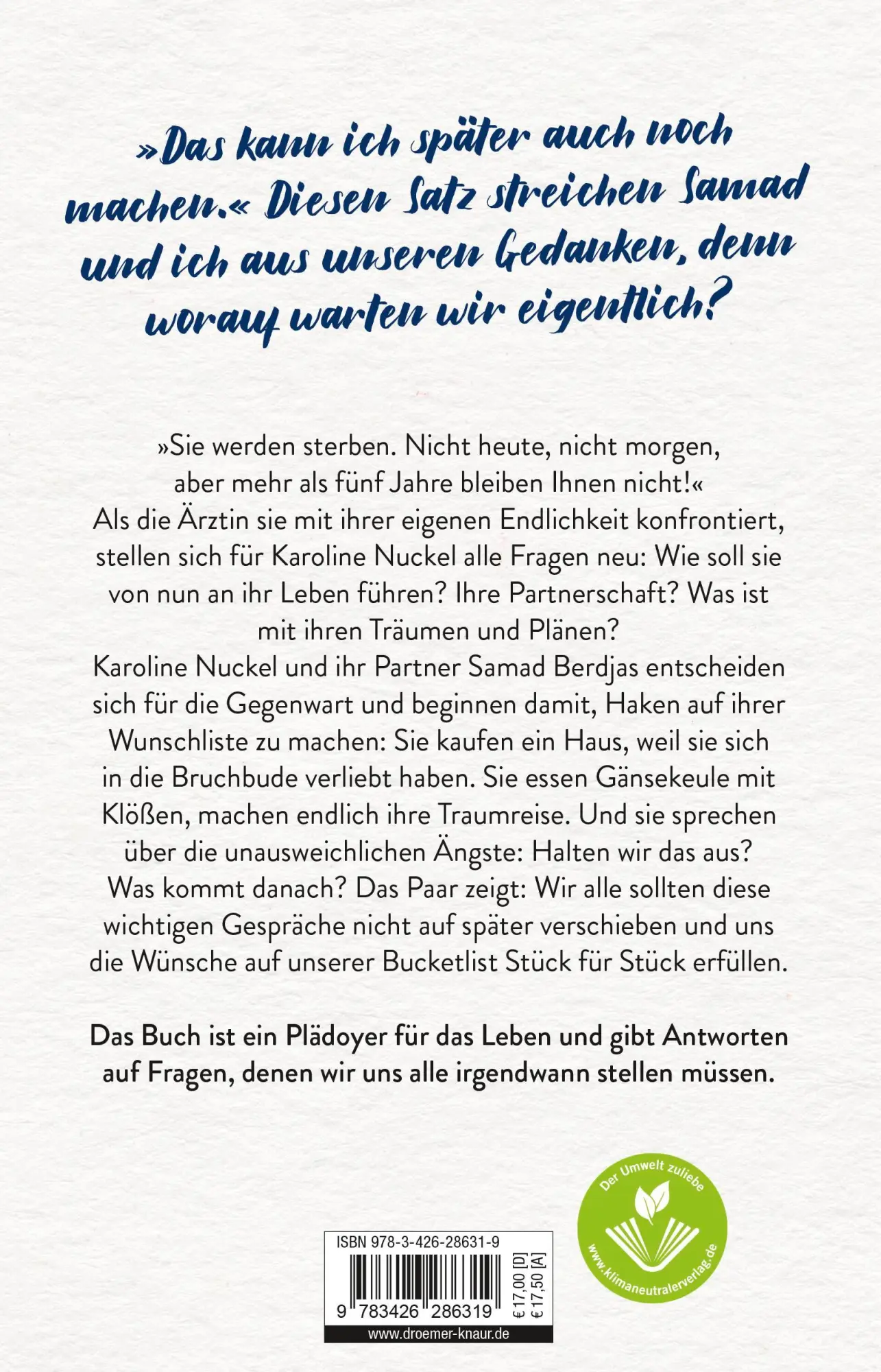 Rückseite: 9783426286319 | Wer im Jetzt lacht, lebt am besten | Karoline Nuckel (u. a.) | Buch