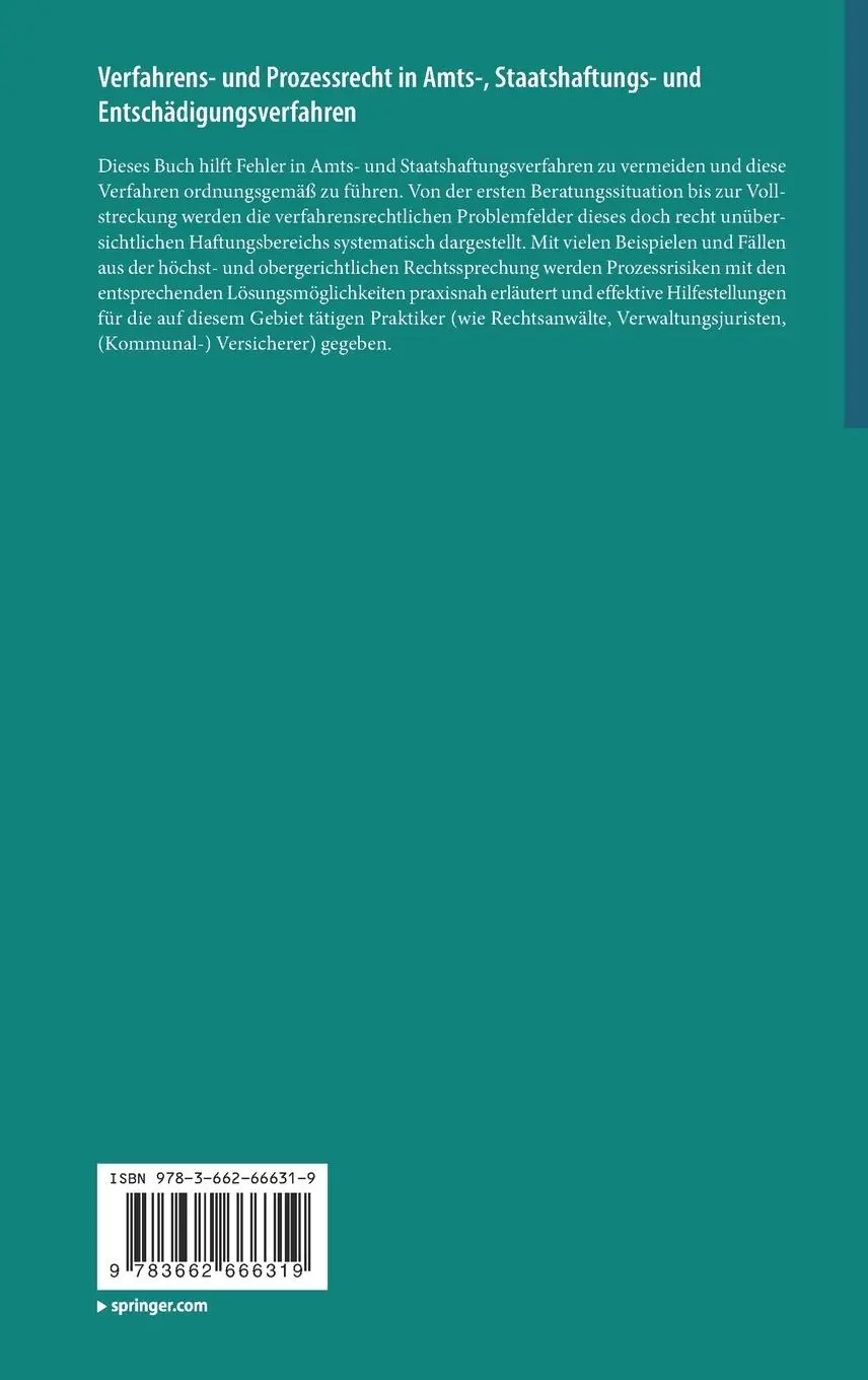 Rückseite: 9783662666319 | Verfahrens- und Prozessrecht in Amts-, Staatshaftungs- und...