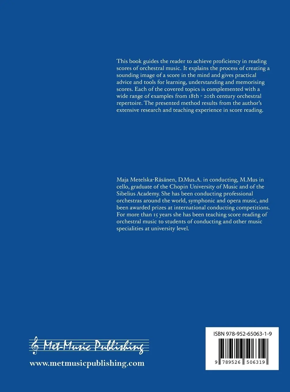 Rückseite: 9789526506319 | Score Reading of Orchestral Music | Maja Metelska-Räsänen | Buch