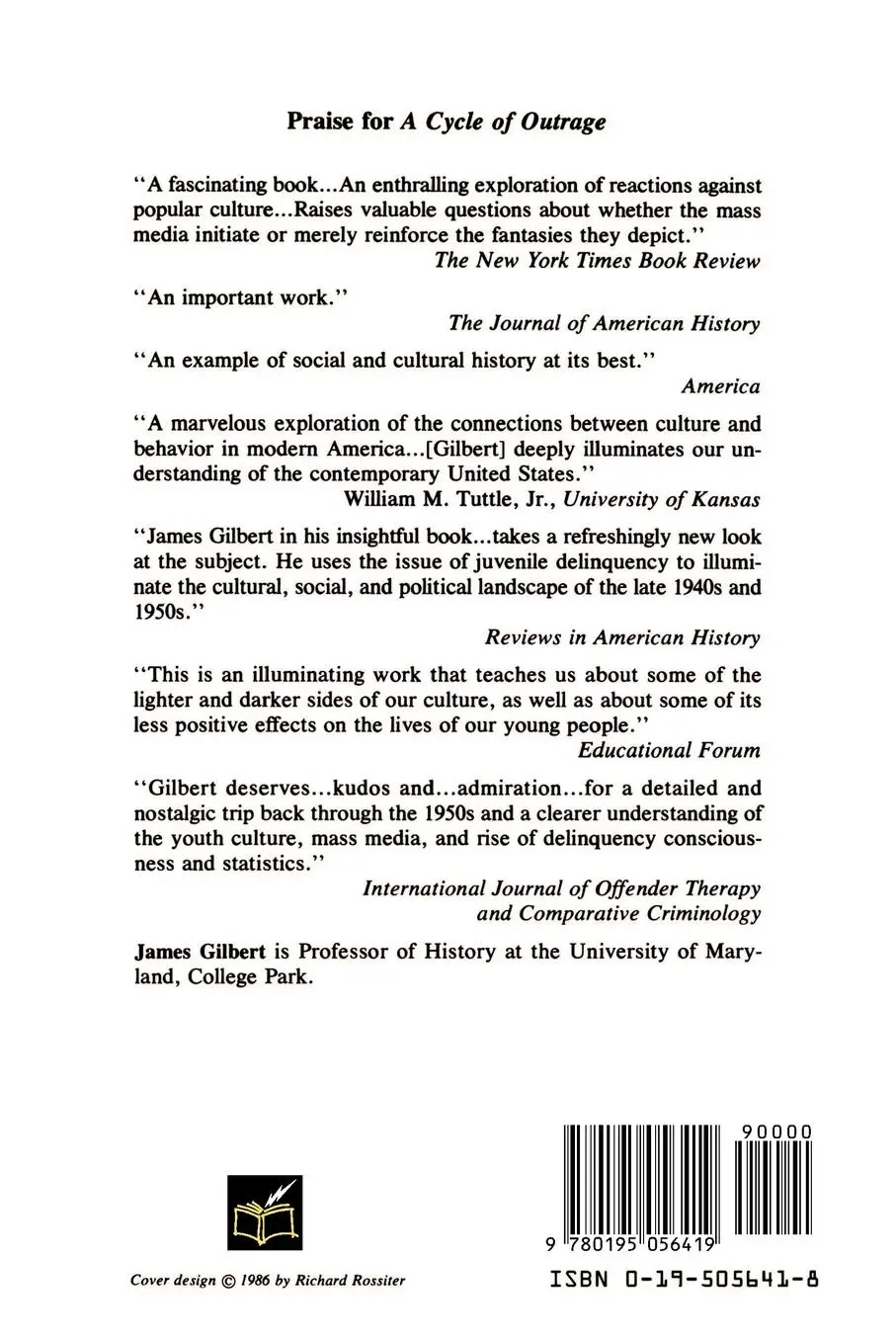 Rückseite: 9780195056419 | A Cycle of Outrage | James Gilbert | Taschenbuch | Englisch | 1988