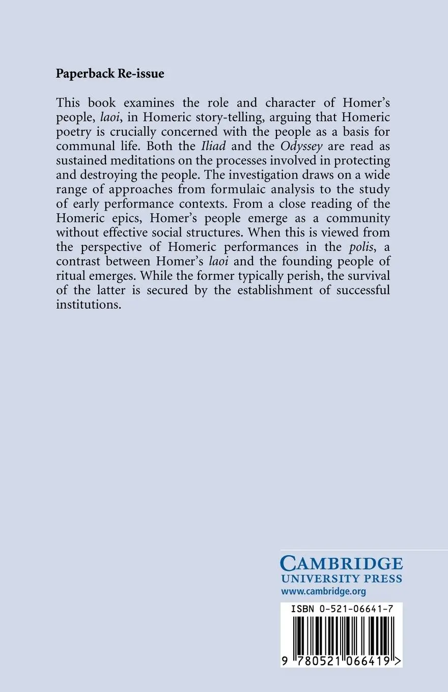 Rückseite: 9780521066419 | Homer's People | Epic Poetry and Social Formation | Johannes Haubold
