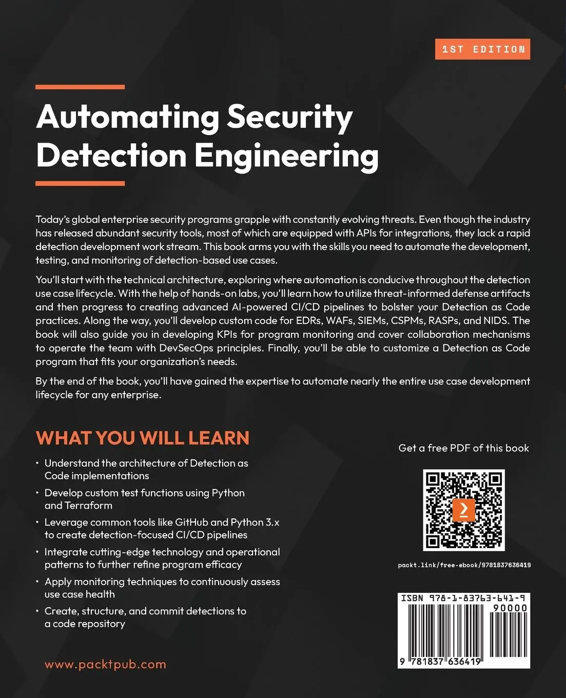 Rückseite: 9781837636419 | Automating Security Detection Engineering | Dennis Chow | Taschenbuch