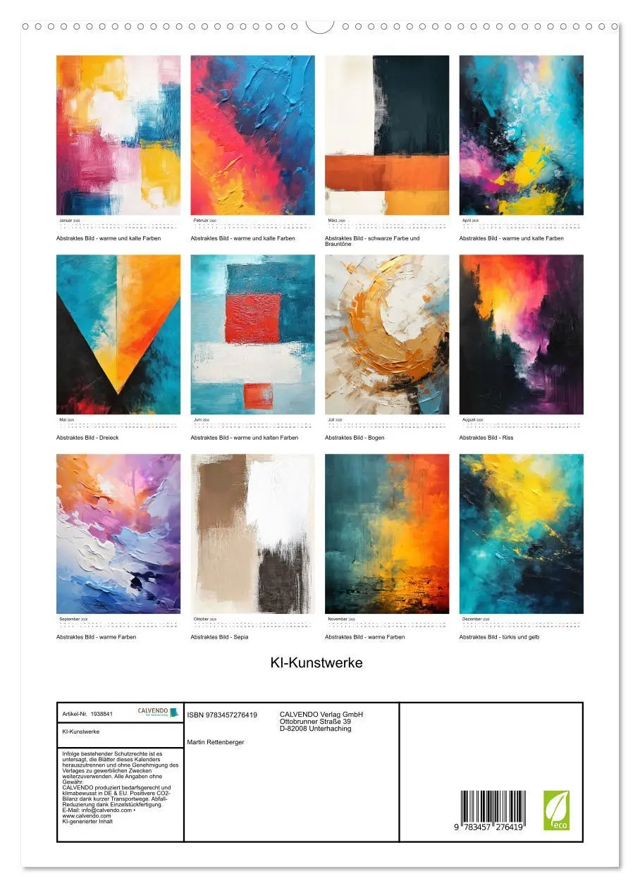 Bild: 9783457276419 | KI-Kunstwerke (hochwertiger Premium Wandkalender 2026 DIN A2 hoch),...