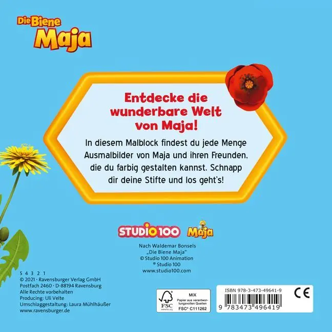 Bild: 9783473496419 | Die Biene Maja - Mein Malblock | Studio 100 Media GmbH | Taschenbuch