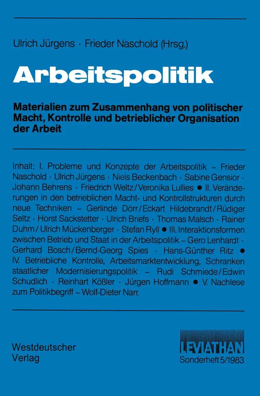 Cover: 9783531116419 | Arbeitspolitik | Frieder Naschold (u. a.) | Taschenbuch | 467 S.