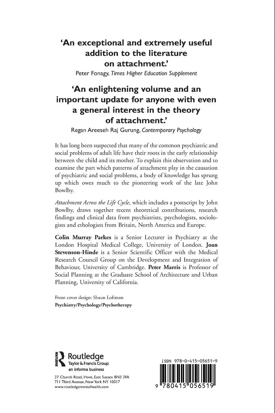 Rückseite: 9780415056519 | Attachment Across the Life Cycle | Colin Murray Parkes (u. a.) | Buch