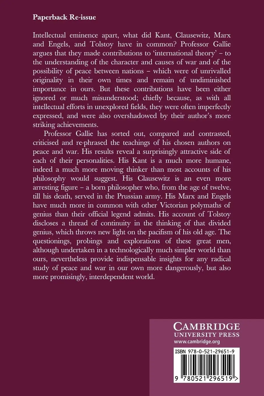 Rückseite: 9780521296519 | Philosophers of Peace and War | W. B. Gallie | Taschenbuch | Englisch