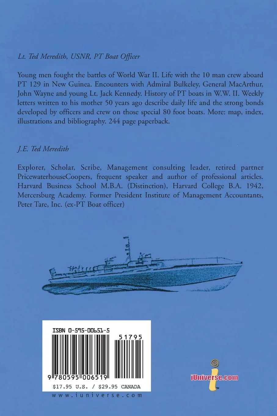 Rückseite: 9780595006519 | Lt. Ted Meredith, USNR | PT Boat Officer | J. E. Ted Meredith | Buch