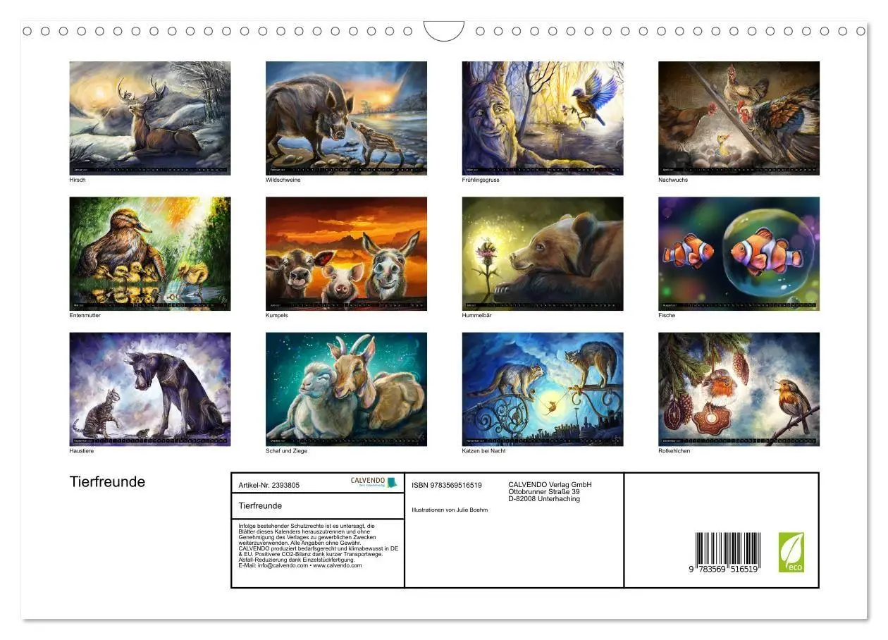 Bild: 9783569516519 | Tierfreunde (Wandkalender 2027 DIN A3 quer), CALVENDO Monatskalender
