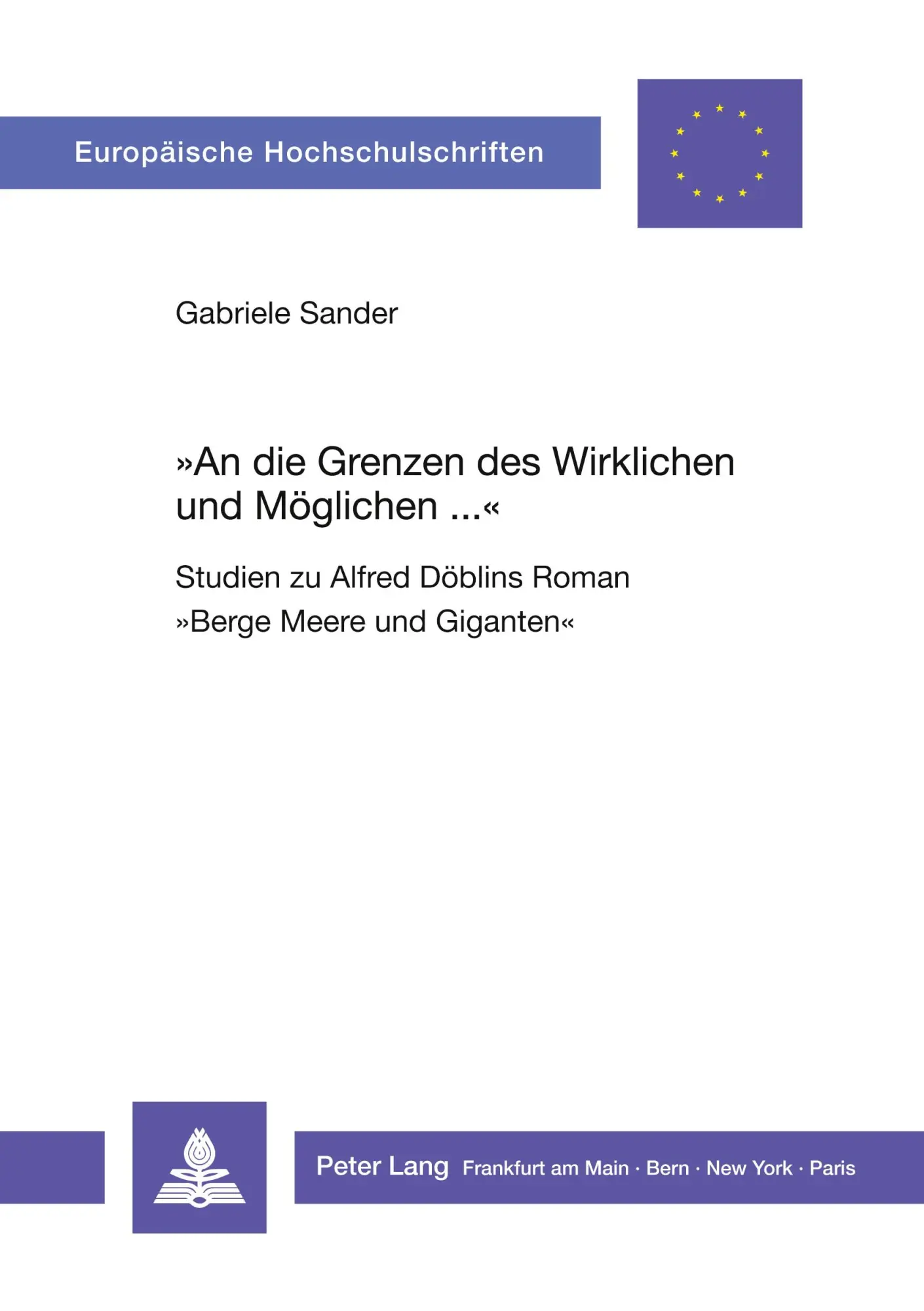 Cover: 9783631406519 | 'An die Grenzen des Wirklichen und Möglichen ...' | Gabriele Sander