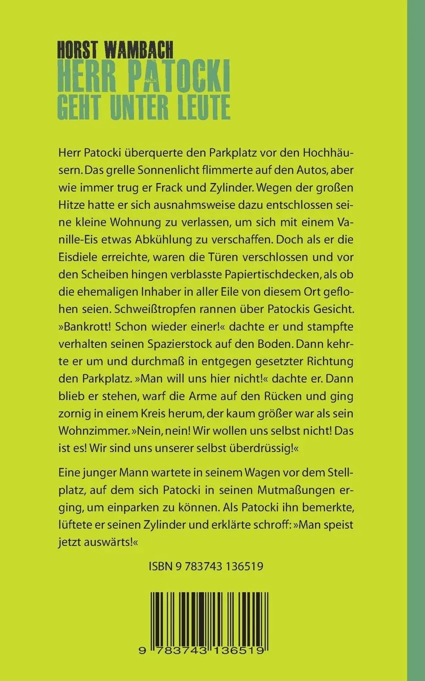Rückseite: 9783743136519 | Herr Patocki geht unter Leute | Horst Wambach | Taschenbuch | 196 S.