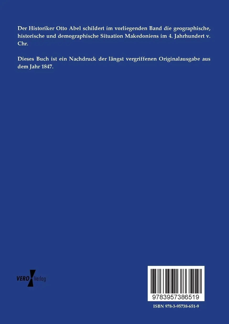 Rückseite: 9783957386519 | Makedonien vor König Philipp | Otto Abel | Taschenbuch | 280 S. | 2019