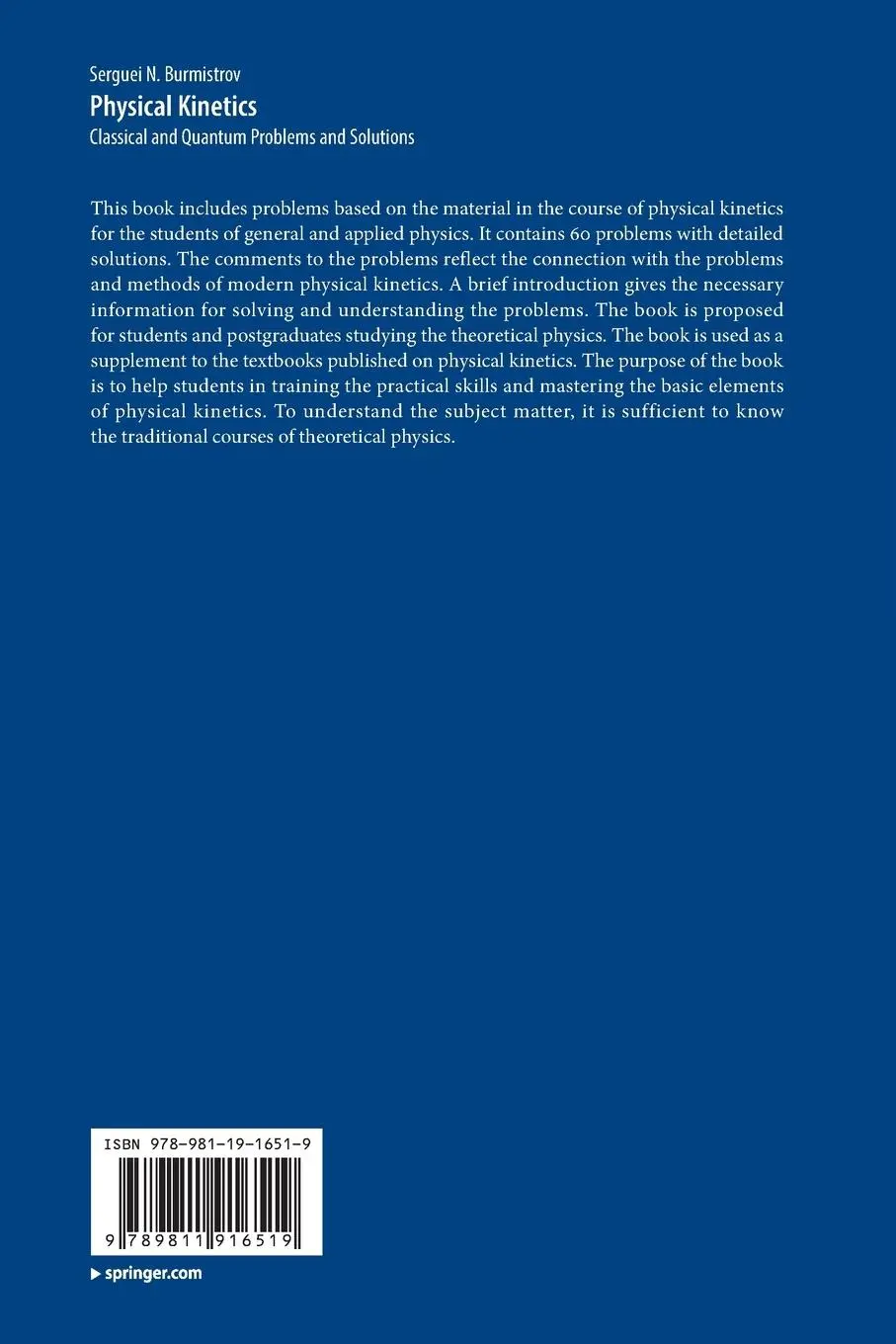 Rückseite: 9789811916519 | Physical Kinetics | Classical and Quantum Problems and Solutions | XIV