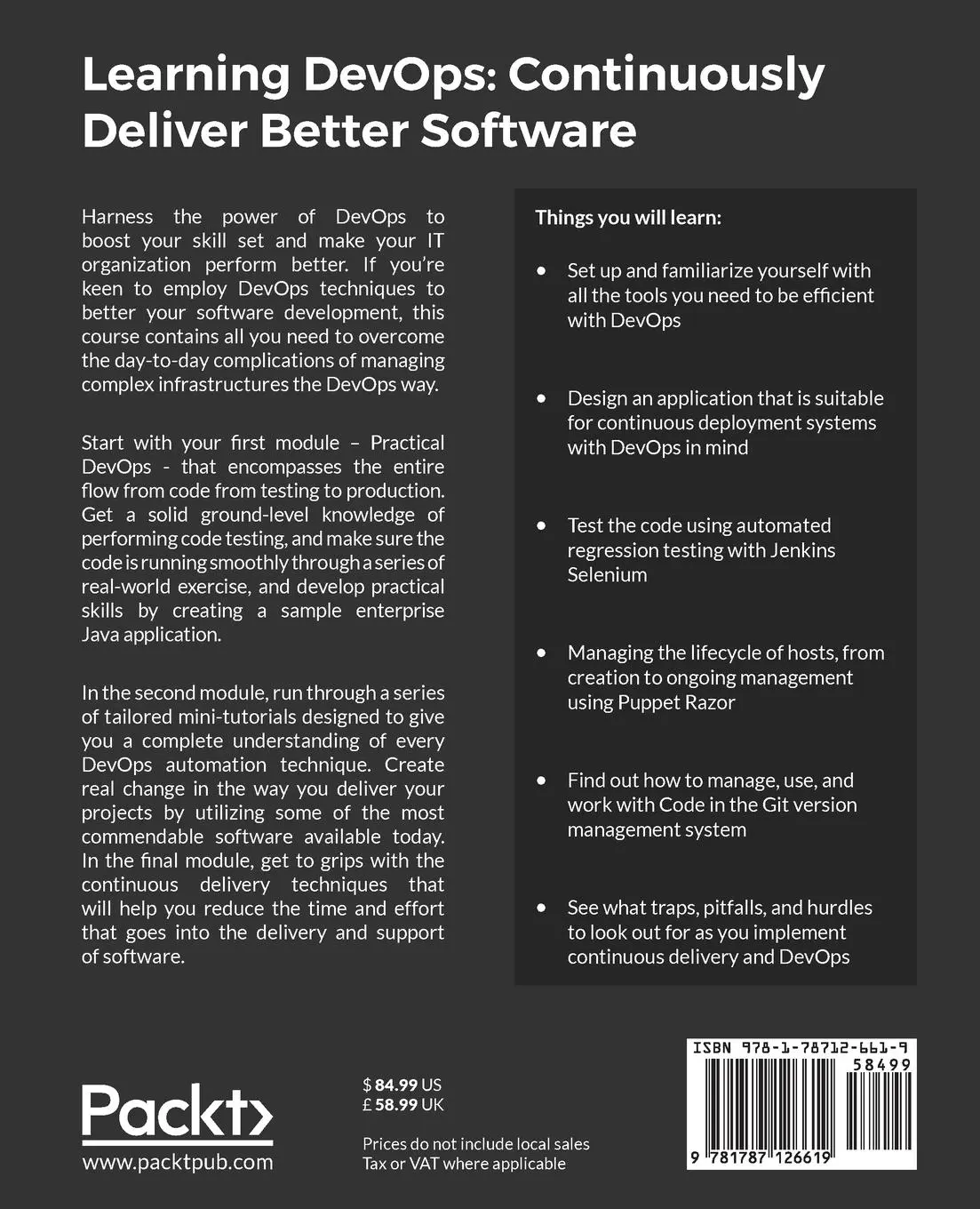 Rückseite: 9781787126619 | Learning DevOps | Joakim Verona (u. a.) | Taschenbuch | Englisch