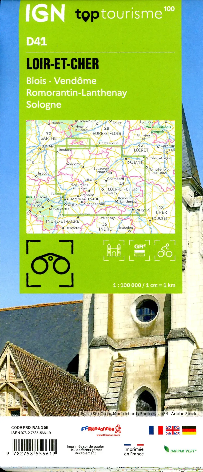 Bild: 9782758556619 | Loir-et-Cher Blois | (Land-)Karte | IGN Top 100 départemental | 2025