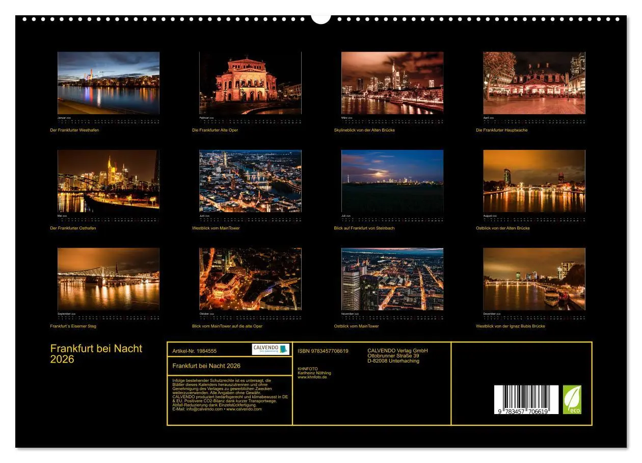 Bild: 9783457706619 | Frankfurt bei Nacht 2026 (hochwertiger Premium Wandkalender 2026...