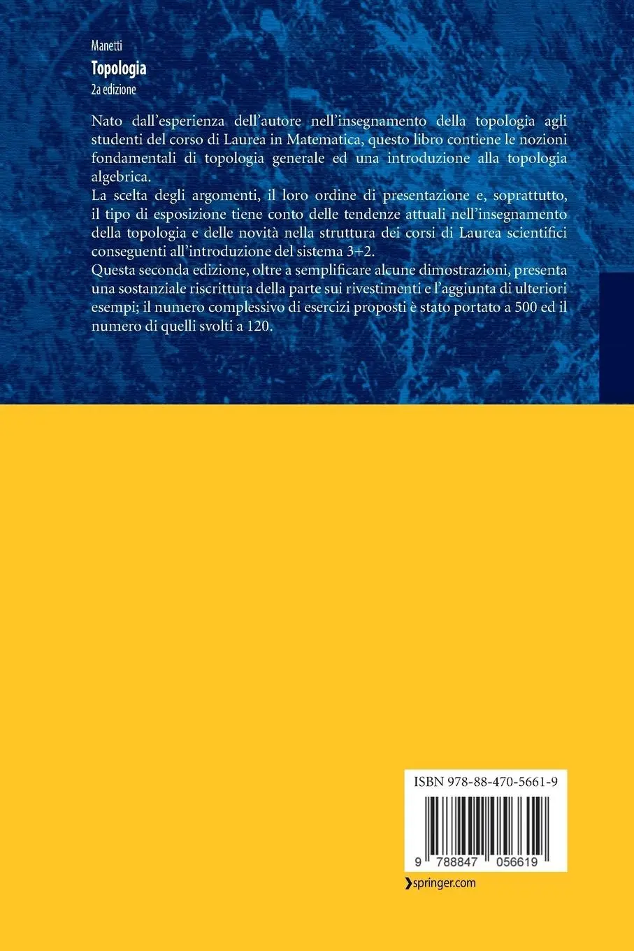 Rückseite: 9788847056619 | Topologia | Marco Manetti | Taschenbuch | UNITEXT | xii | Italienisch