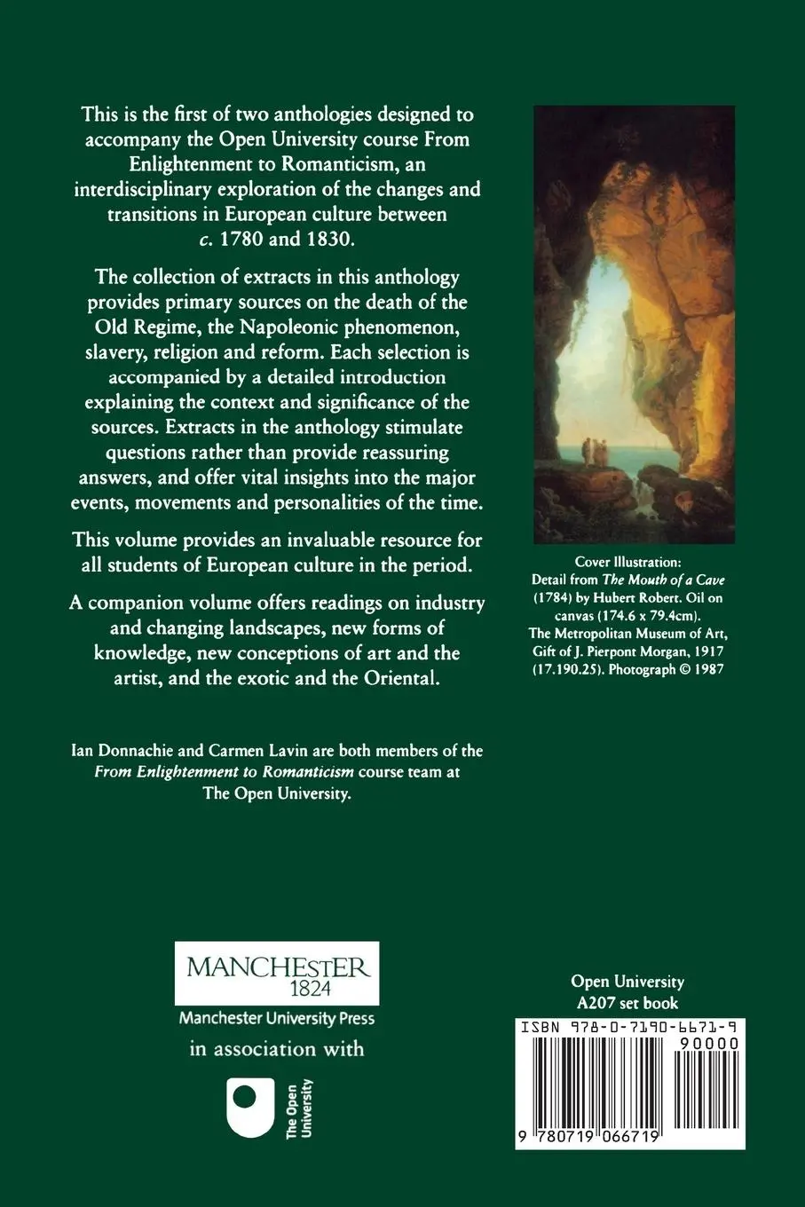 Rückseite: 9780719066719 | From enlightenment to romanticism | Anthology I | Donnachie (u. a.)