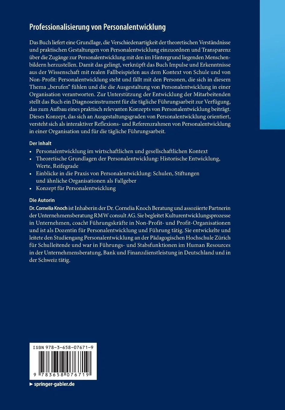 Rückseite: 9783658076719 | Professionalisierung von Personalentwicklung | Cornelia Knoch | Buch