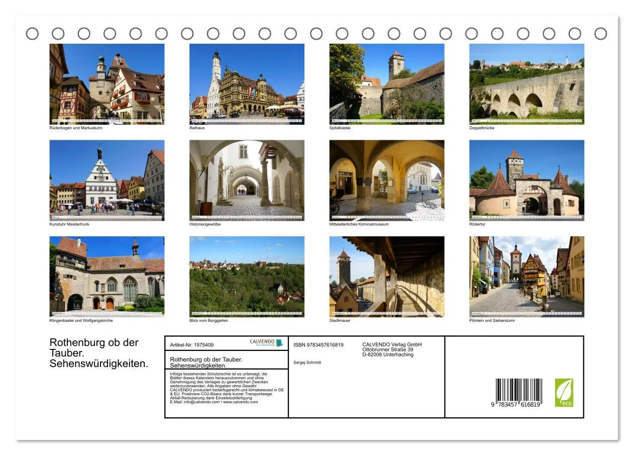 Bild: 9783457616819 | Rothenburg ob der Tauber. Sehenswürdigkeiten. (Tischkalender 2026...