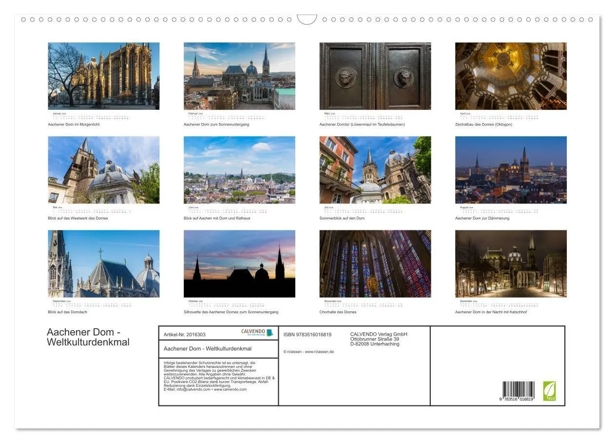 Bild: 9783516016819 | Aachener Dom - Weltkulturdenkmal (Wandkalender 2026 DIN A2 quer),...