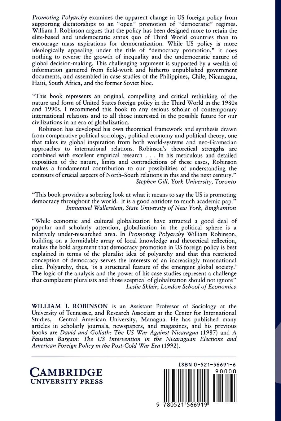 Rückseite: 9780521566919 | Promoting Polyarchy | Globalization, US Intervention, and Hegemony