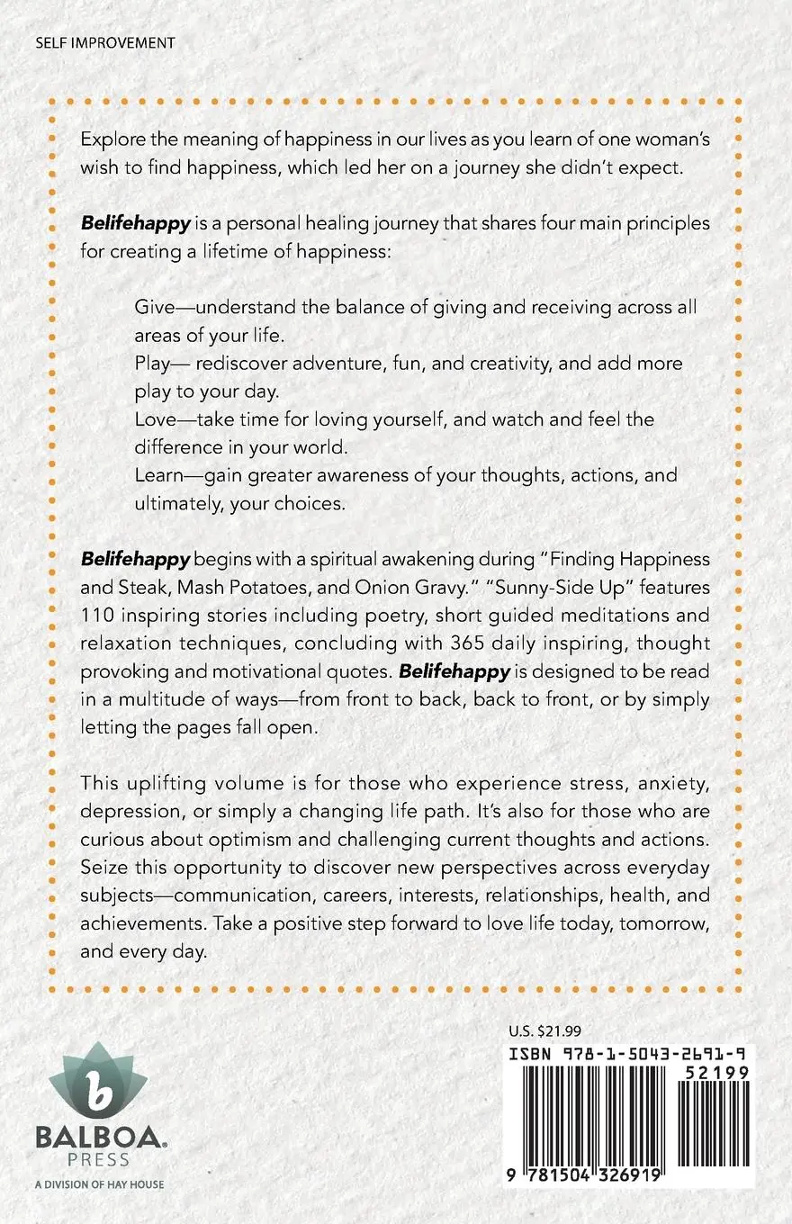 Rückseite: 9781504326919 | belifehappy | give. play. love. learn | Emma Lannigan | Taschenbuch