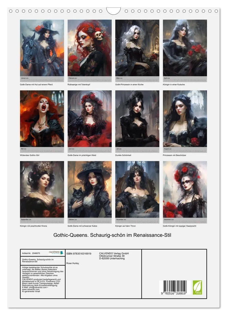 Bild: 9783516316919 | Gothic-Queens. Schaurig-schön im Renaissance-Stil (Wandkalender...
