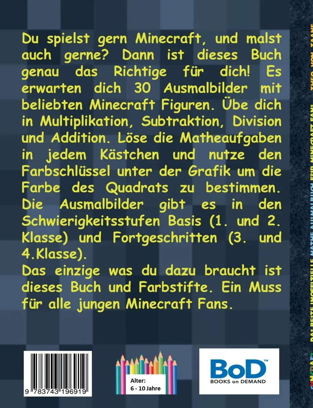 Rückseite: 9783743196919 | Funcraft - Das beste inoffizielle Mathe Ausmalbuch für Minecraft Fans