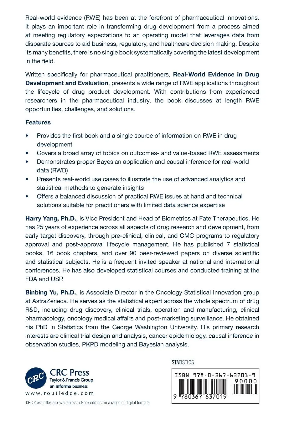 Rückseite: 9780367637019 | Real-World Evidence in Drug Development and Evaluation | Yu (u. a.)