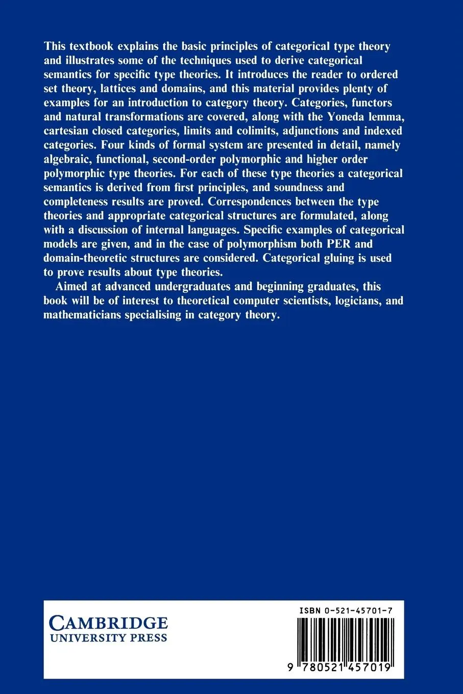 Rückseite: 9780521457019 | Categories for Types | Roy L. Crole | Taschenbuch | Englisch | 2002