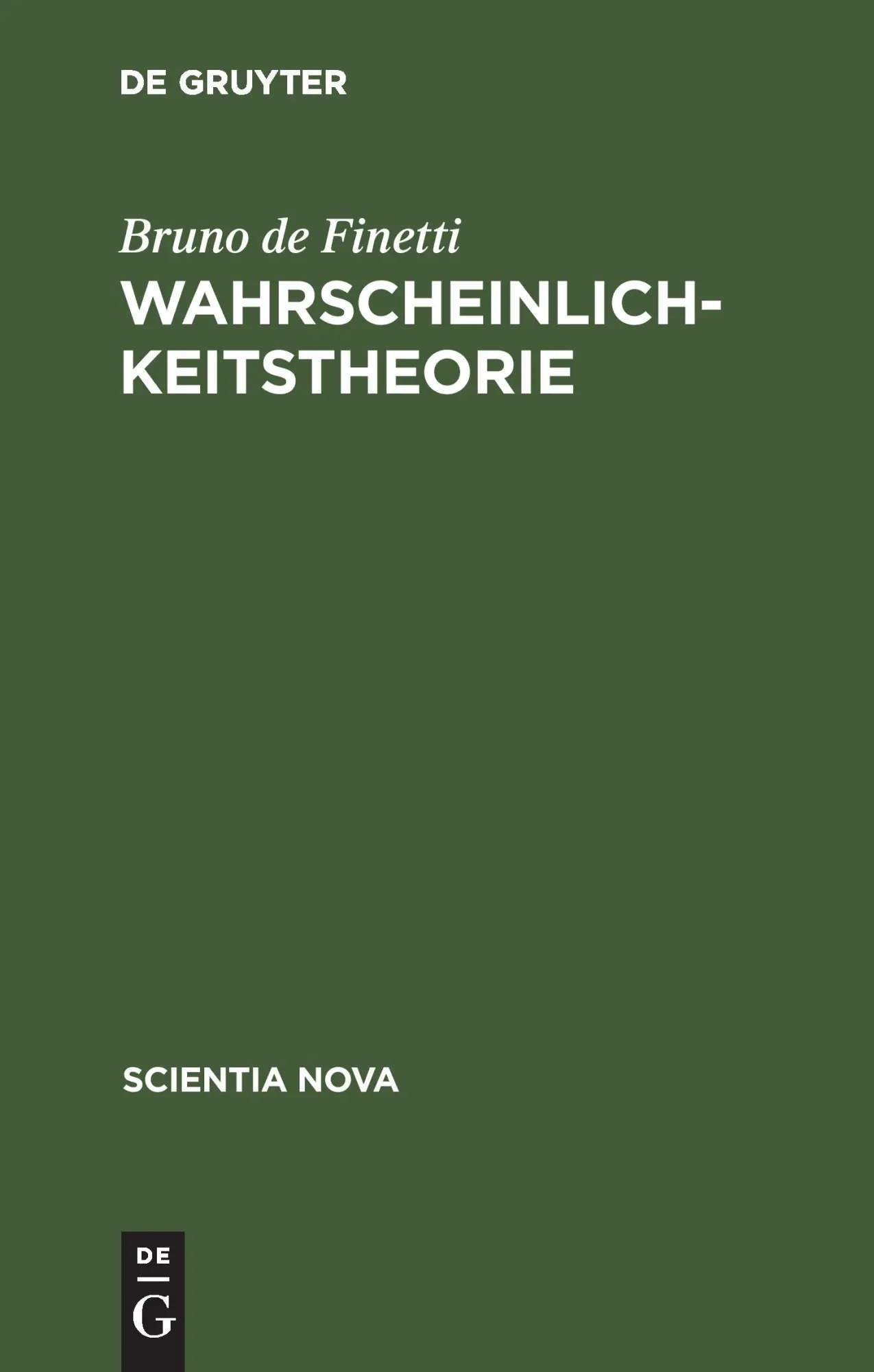 Cover: 9783486447019 | Wahrscheinlichkeitstheorie | Bruno De Finetti | Buch | ISSN | XI
