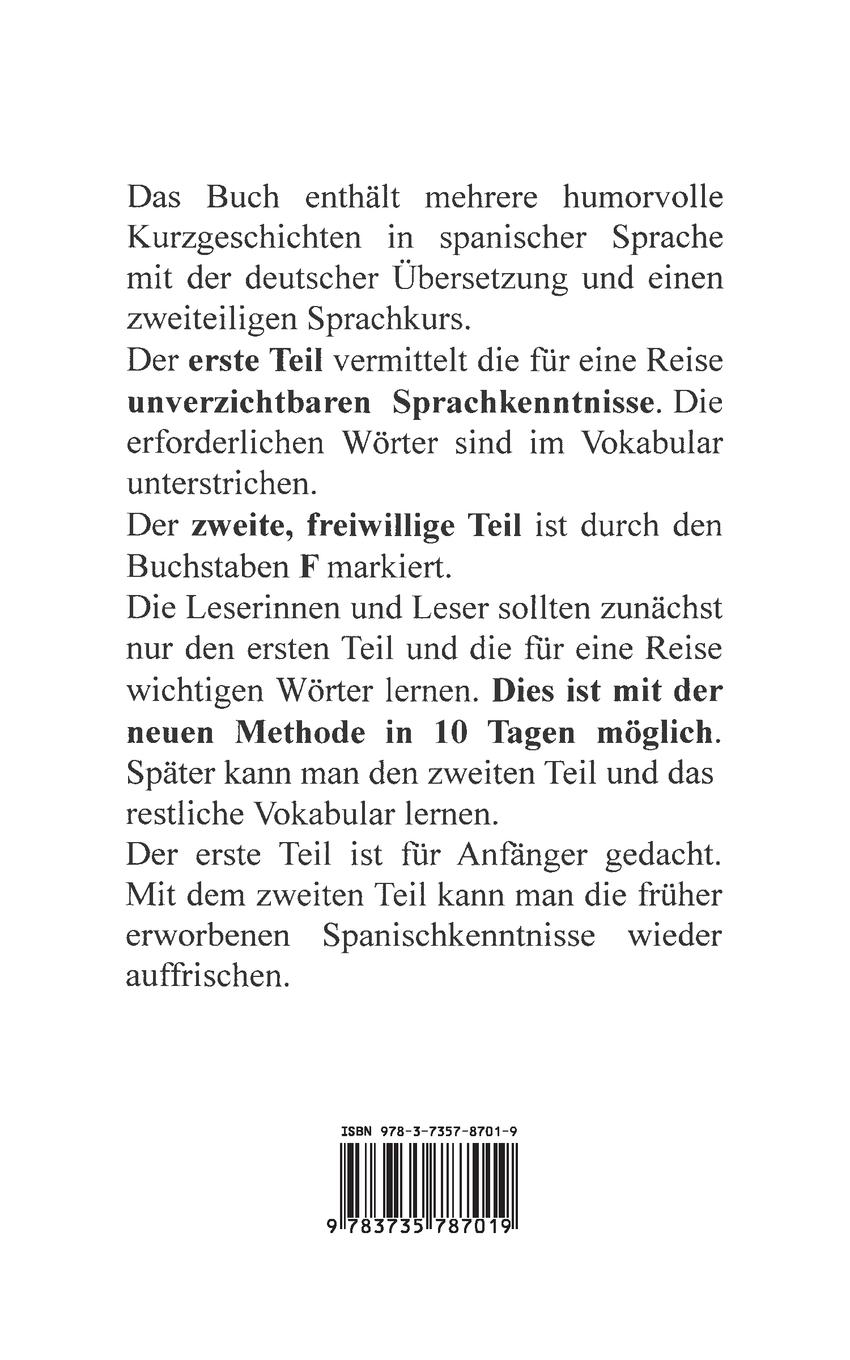 Rückseite: 9783735787019 | Spanisch in 10 Tagen | Sprachkurs mit einer neuen Methode | Constance