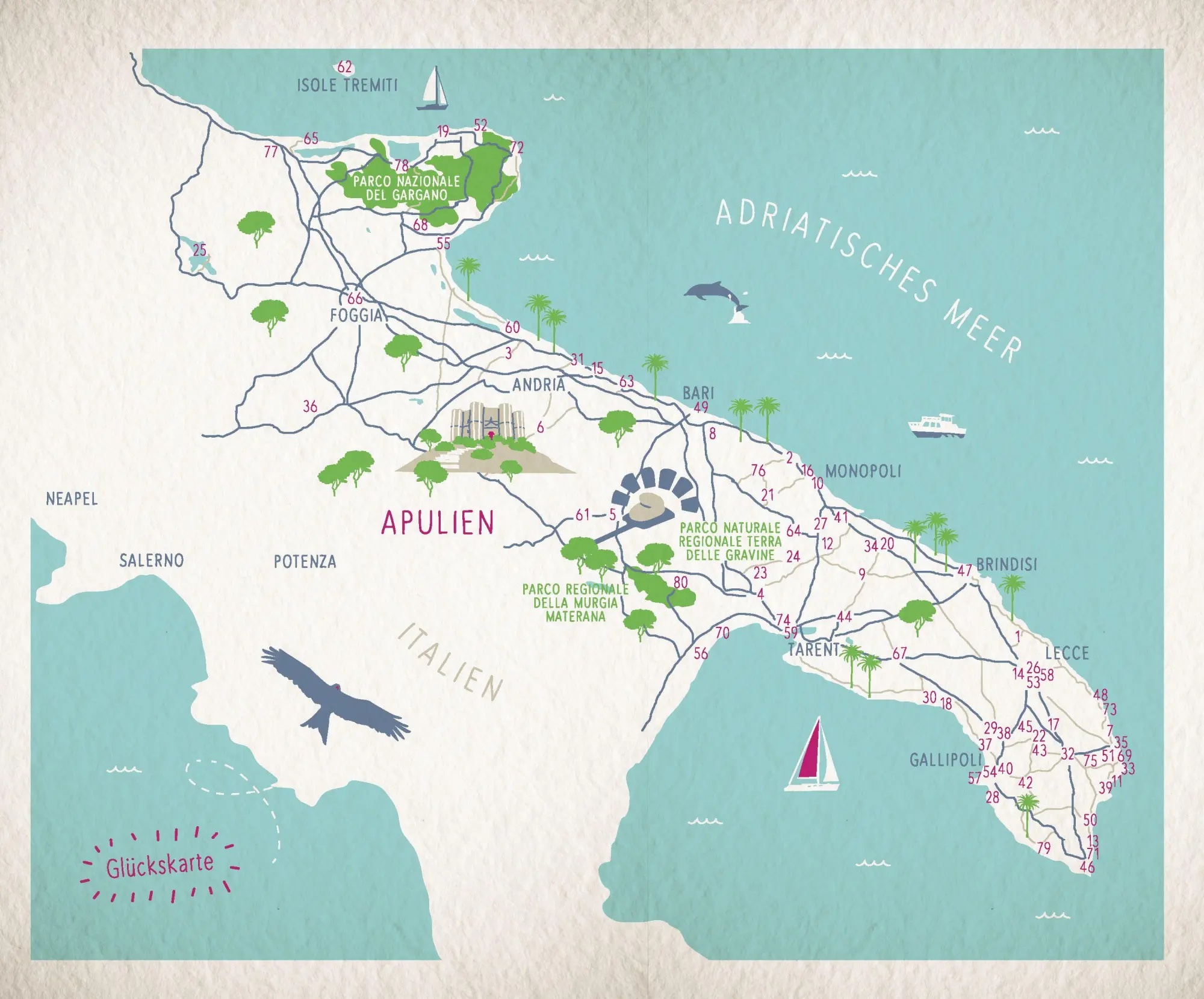 Bild: 9783770027019 | Glücksorte in Apulien | Fahr hin &amp; werd glücklich | Antje Therés Kral