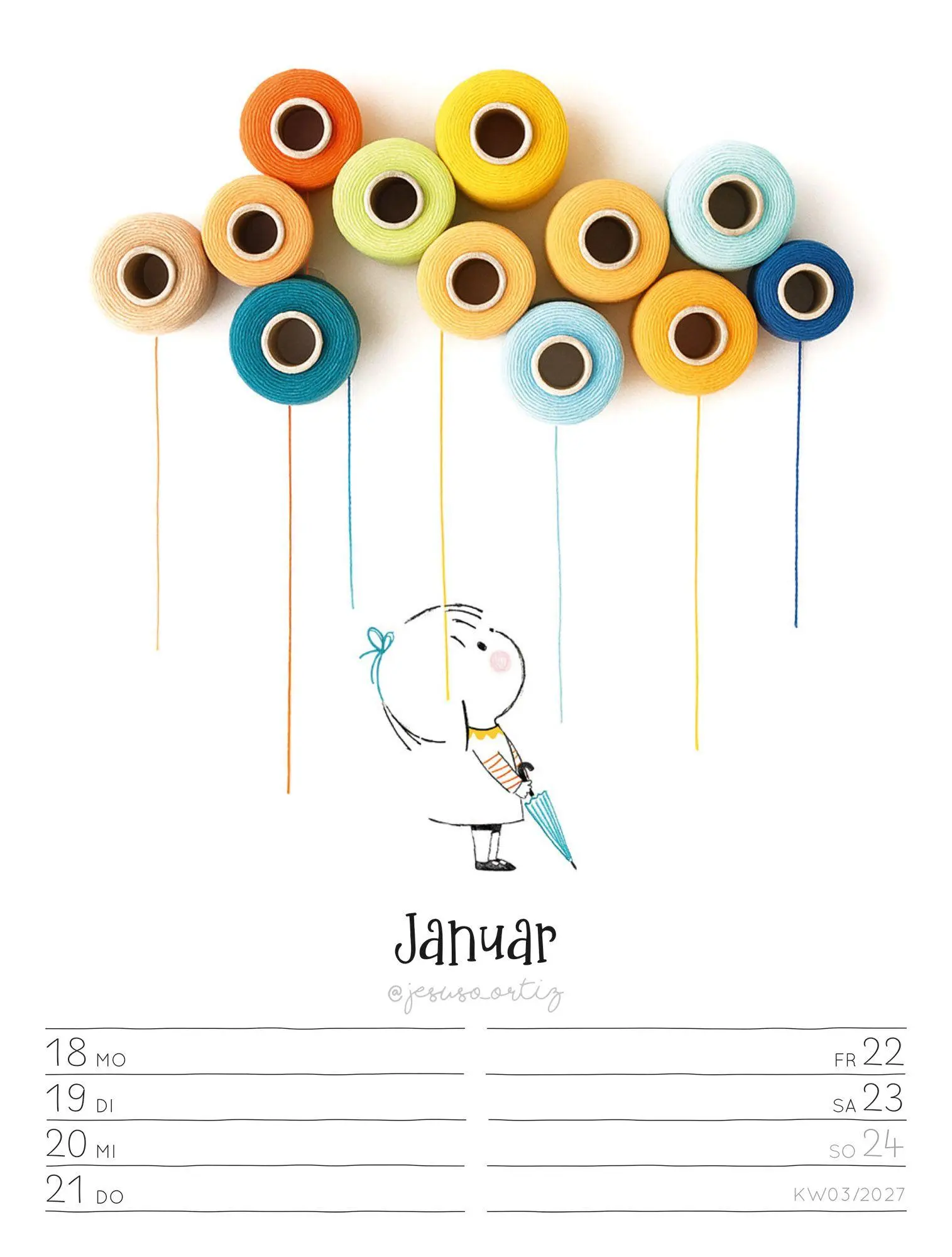 Bild: 9783838437019 | Little Dreams Wochenplaner Kalender 2027 | Jesuso Ortiz (u. a.) | 2027