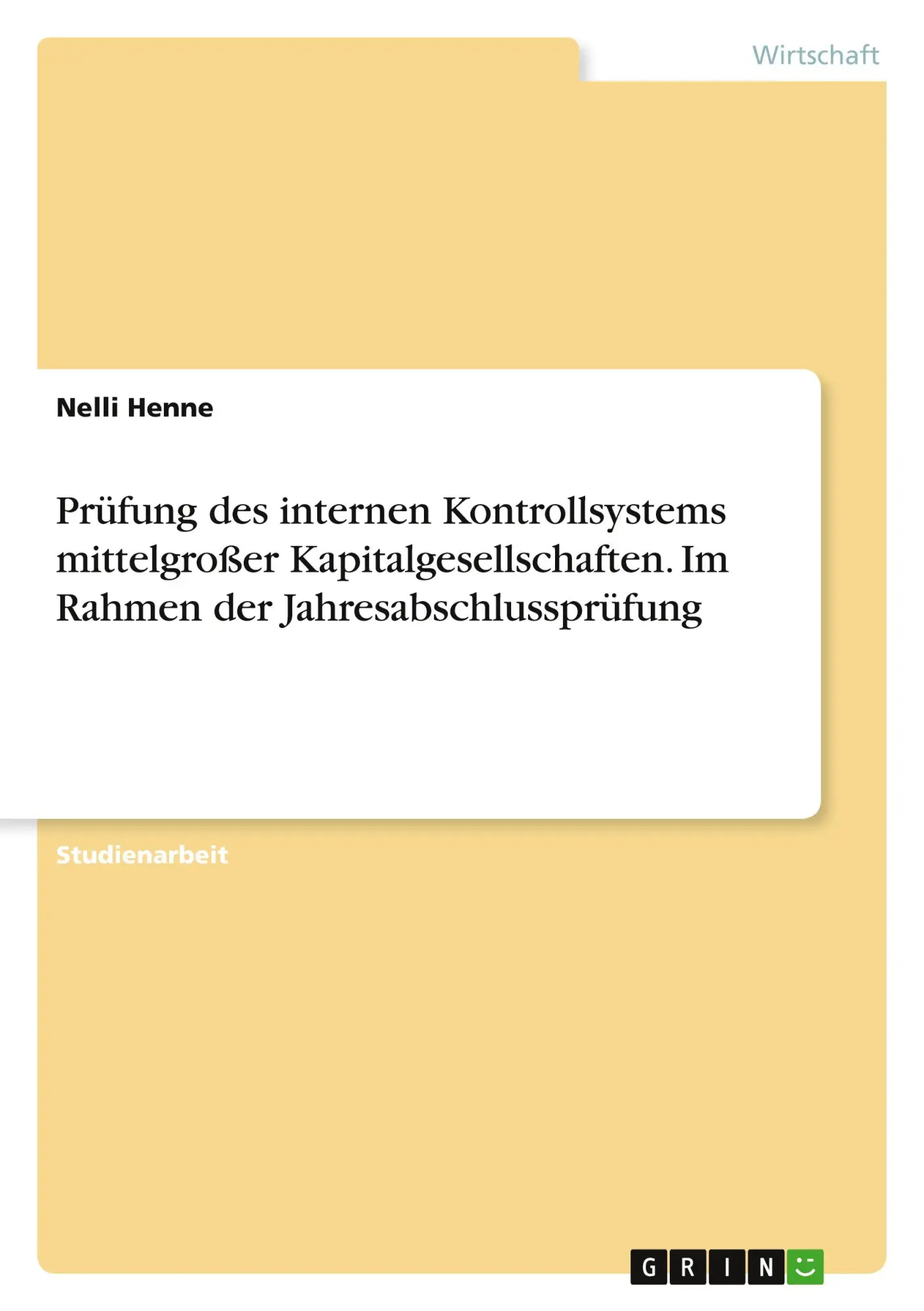 Cover: 9783389037119 | Prüfung des internen Kontrollsystems mittelgroßer...