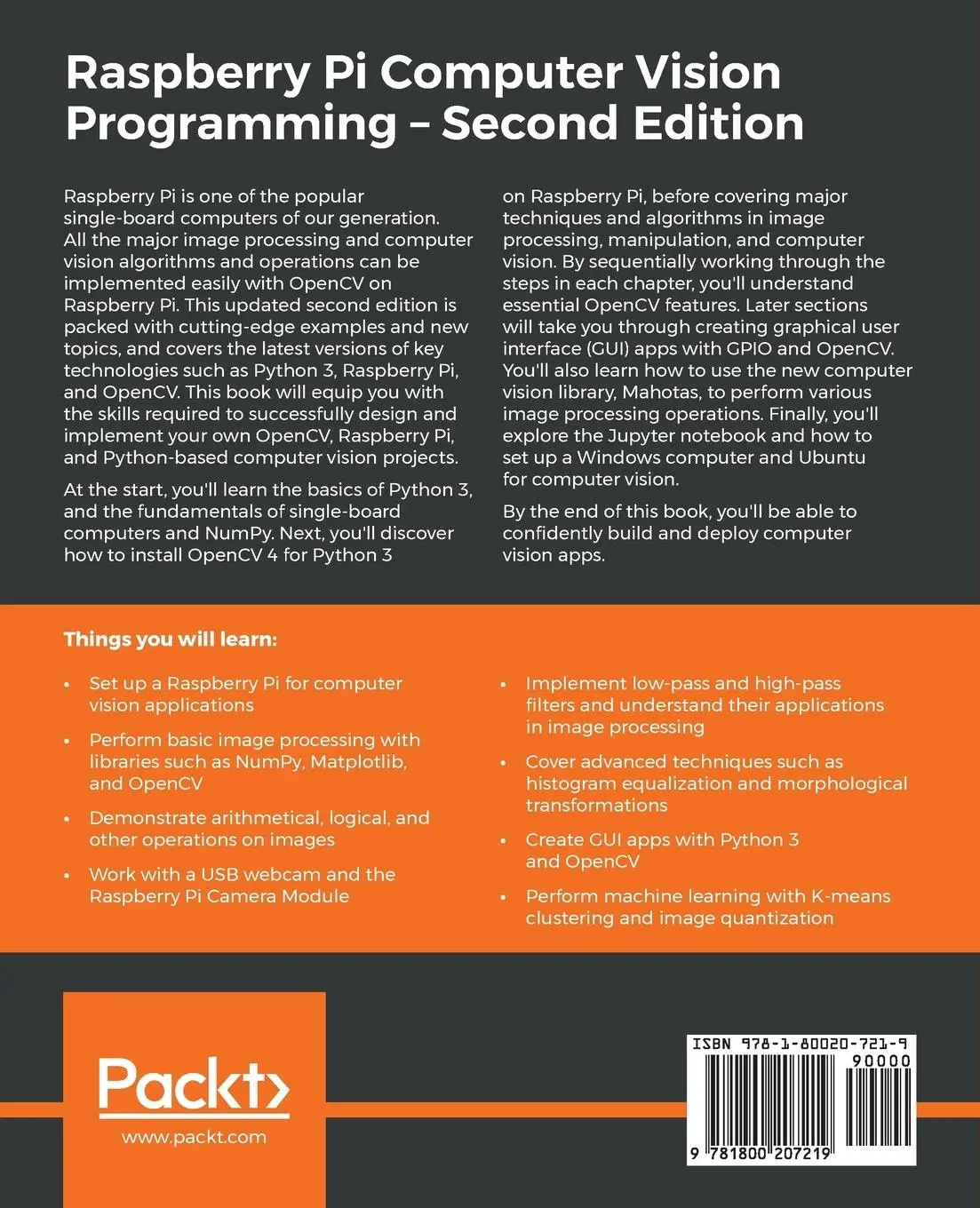 Rückseite: 9781800207219 | Raspberry Pi Computer Vision Programming -Second Edition | Pajankar