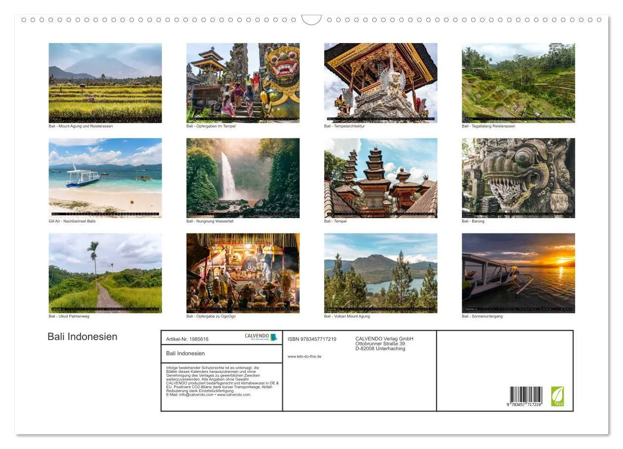 Bild: 9783457717219 | Bali Indonesien (Wandkalender 2026 DIN A2 quer), CALVENDO...
